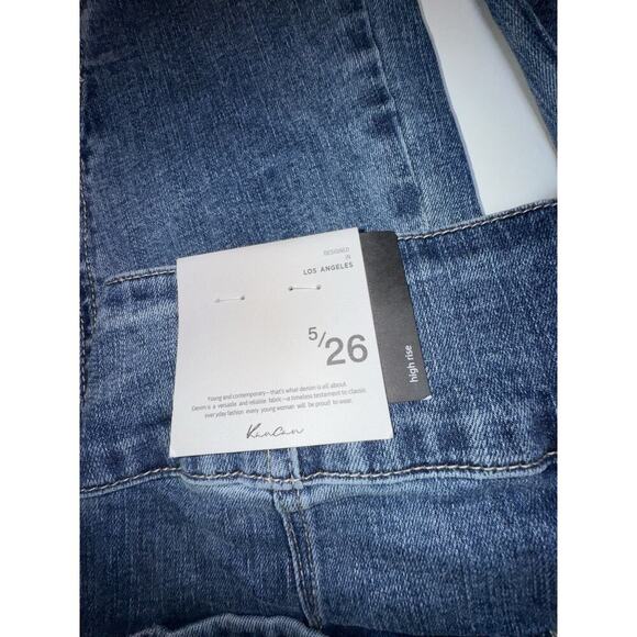 KanCan 5/26 High Rise Wide Leg Jeans Distressed Frayed Hem Retro Y2K NWT - Picture 4 of 6